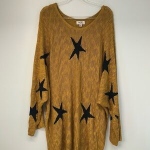 GiGio Plus orange Knit Sweater with black stars Showgirl size 1XL